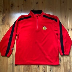 Majestic Blackhawks 1/4 Zip Fleece Pullover